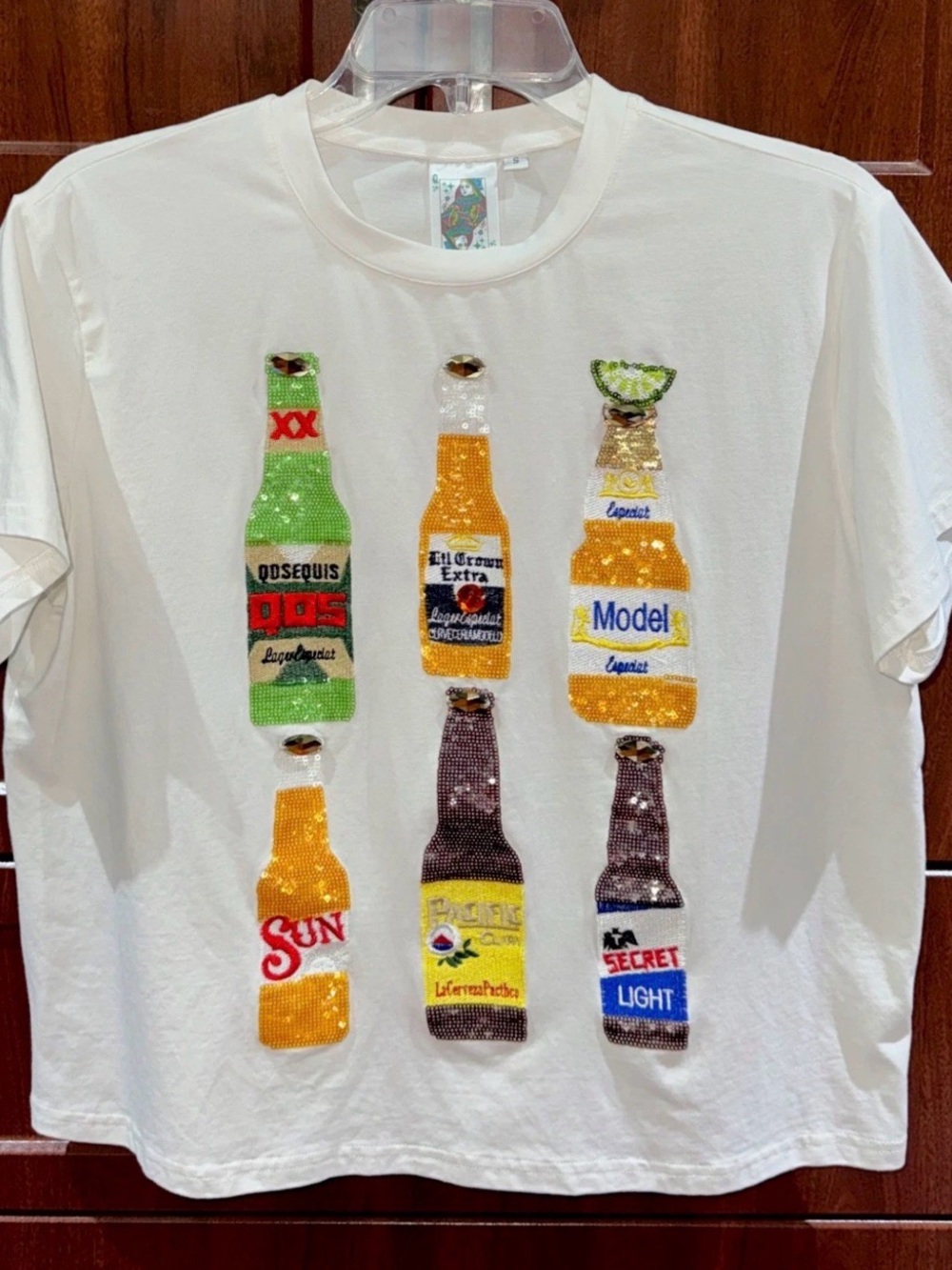Queen of Sparkles Sequin Mexican Beer Bottle Shirt